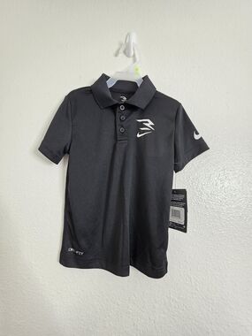 Nike 3 BRAND Russell Wilson Boys Black Dri-FIT Short Sleeve Polo Shirt 5 NWT